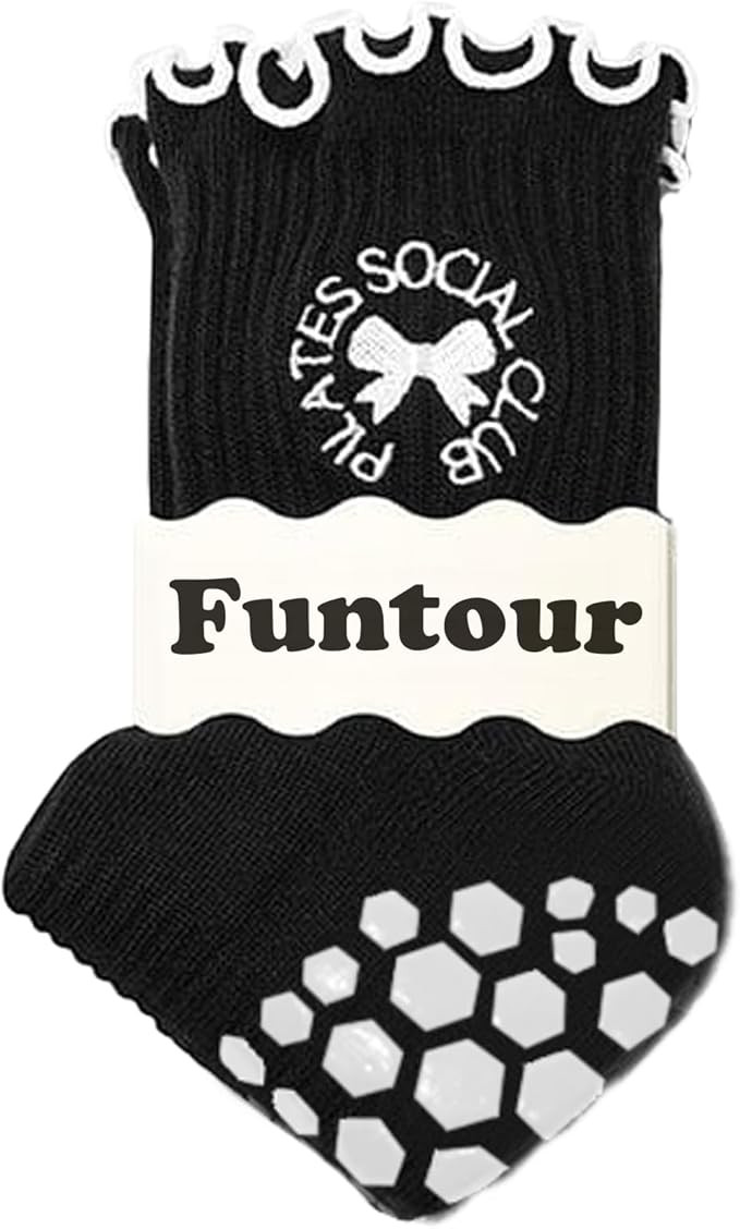 Pilates Grip Yoga Socks For Women Barre Socks Cute Athletic Non Slip Sock Crew For Workout Hospit... | Amazon (US)