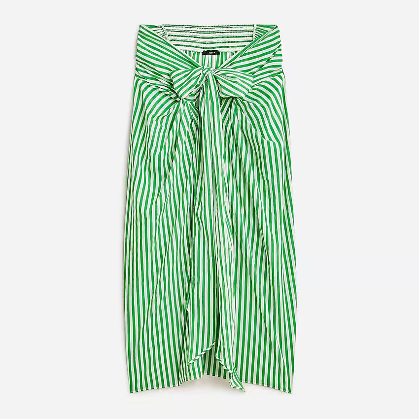 Draped sarong skirt in green stripe | J.Crew US