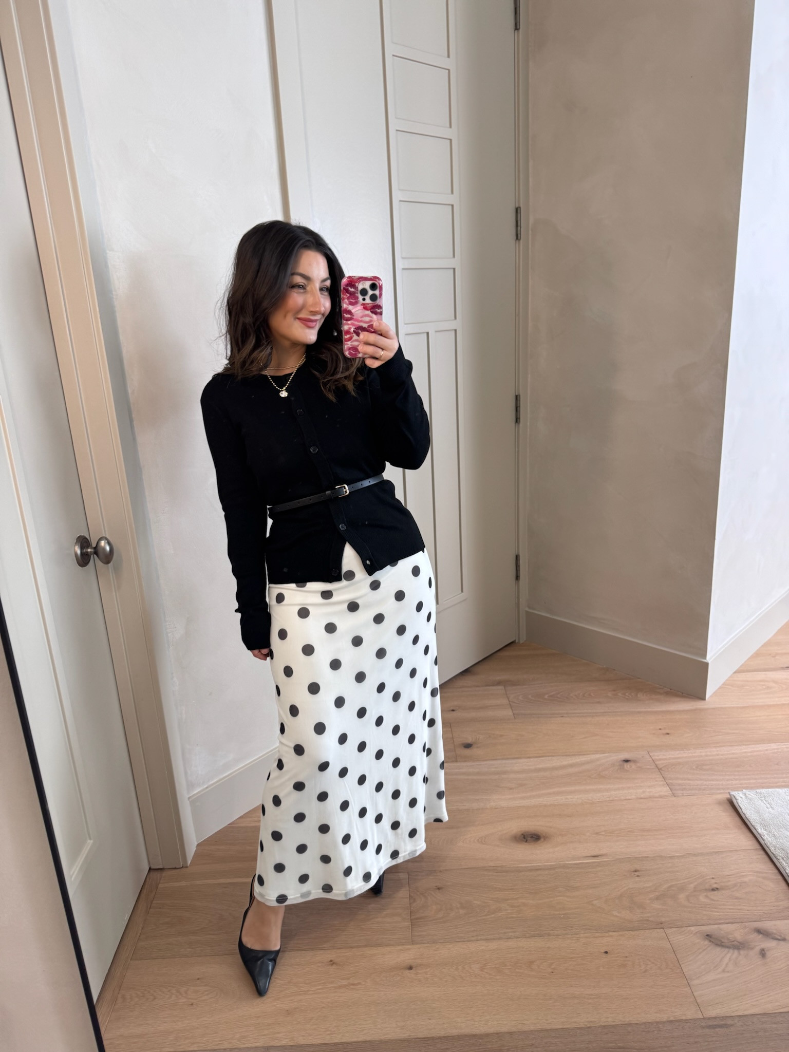 Must have cardigan! Paired with a mesh polka dot maxi skirt for a chic look! 

I'm wearing a size small in everything! 

5'0" 140lbs 
Petite friendly

#LTKootd #LTKPetite #LTKWorkwear