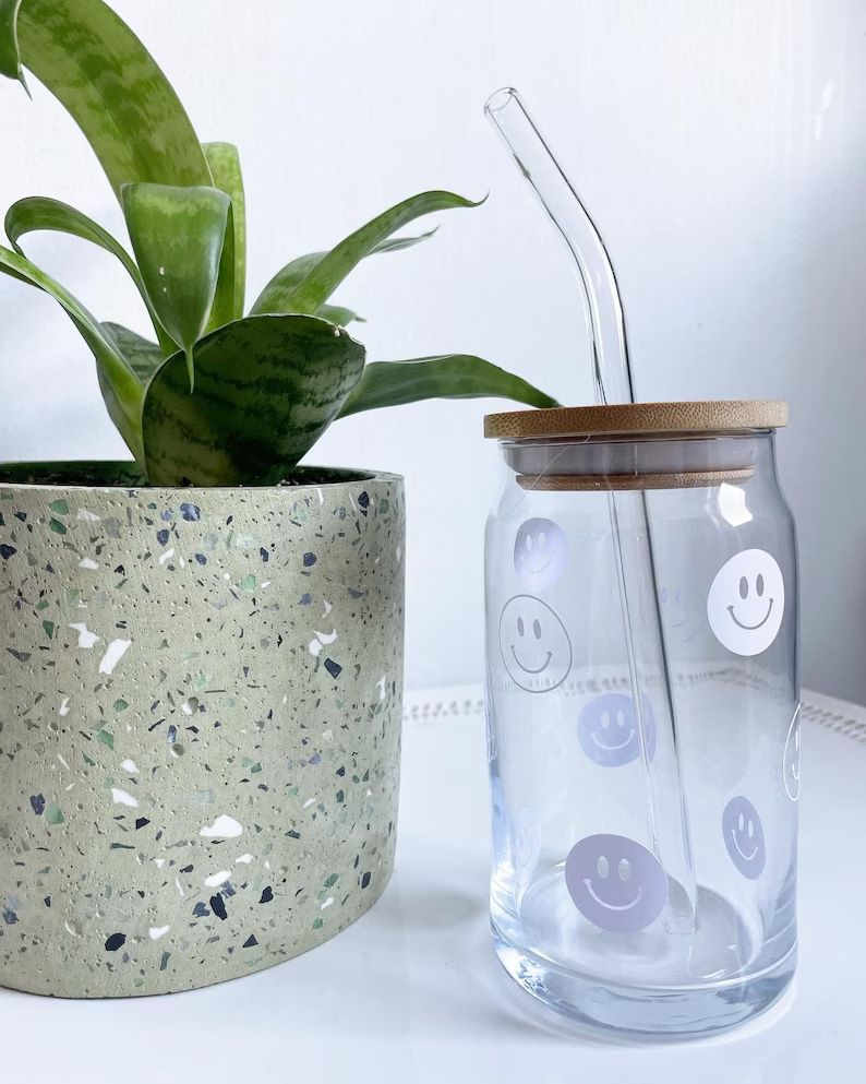 Smiley Glass Cup | Etsy (US)
