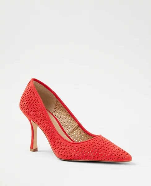 Mila Perforated Suede Pumps | Ann Taylor (US)