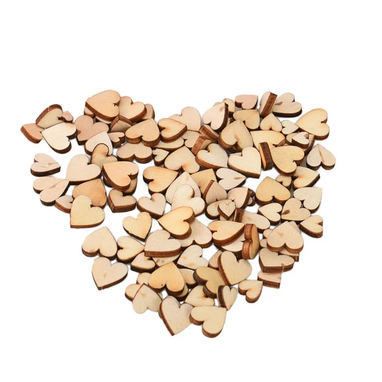 150 pcs Mini Rustic Wooden Love Heart Wedding Table Scatter Natural Wood Heart Crafts DIY Manual ... | Walmart (US)
