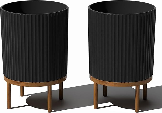 Veradek Demi Series Round Planter w/Stand for Porch/Patio | Durable Plastic-Stone Composite & Woo... | Amazon (US)