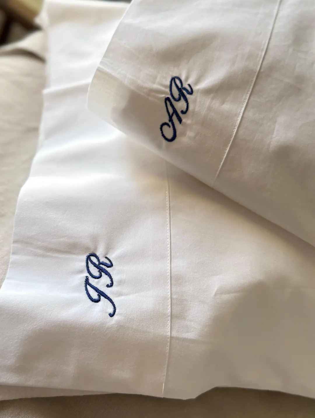 Embroidered Monogram Pillowcase, Personalized Cotton Bedding, Wedding Gift - Etsy | Etsy (US)