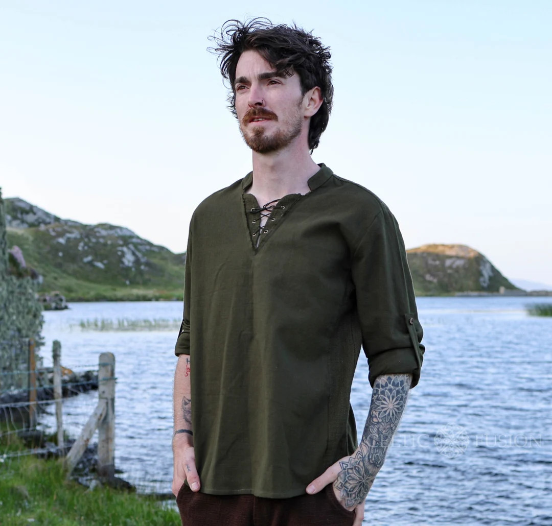 MEDIEVAL TUNIC Men's Viking Shirt, Men's Long Sleeve Top, Mens Cottagecore Clothing, Medieval Cel... | Etsy (US)