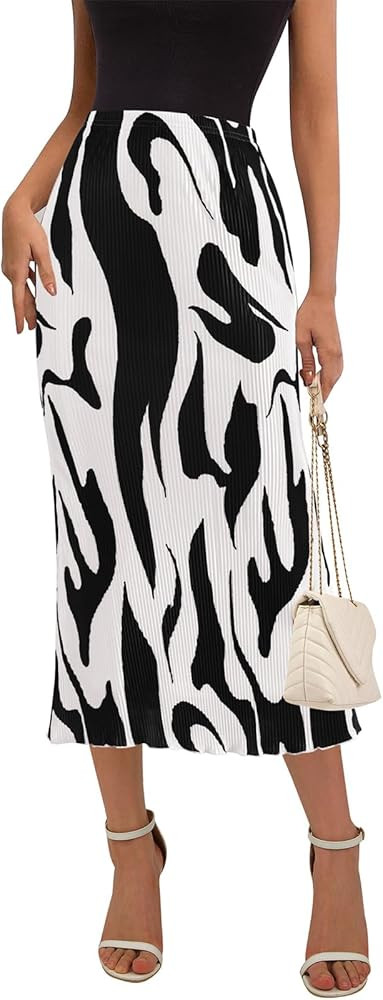 PRETTYGARDEN Women's 2025 Summer High Waist Graphic Print A Line Pleated Long Skirts for Women Tr... | Amazon (US)