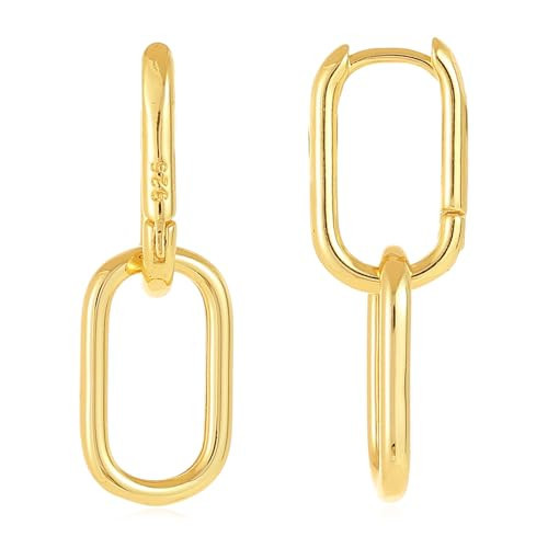 Gold Link Drop Earrings for Women 14K Gold Statement Earrings Paperclip Link Earring Hoops | Amazon (US)