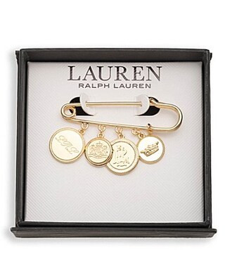 Lauren Ralph Lauren Safety Pin Logo Charm Drop Pin - Gold | Dillard's