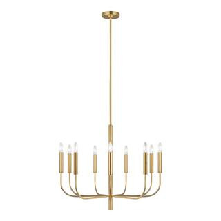 Generation Lighting Brianna 9-Light Burnished Brass Minimalist Modern Hanging Candlestick Chandel... | The Home Depot