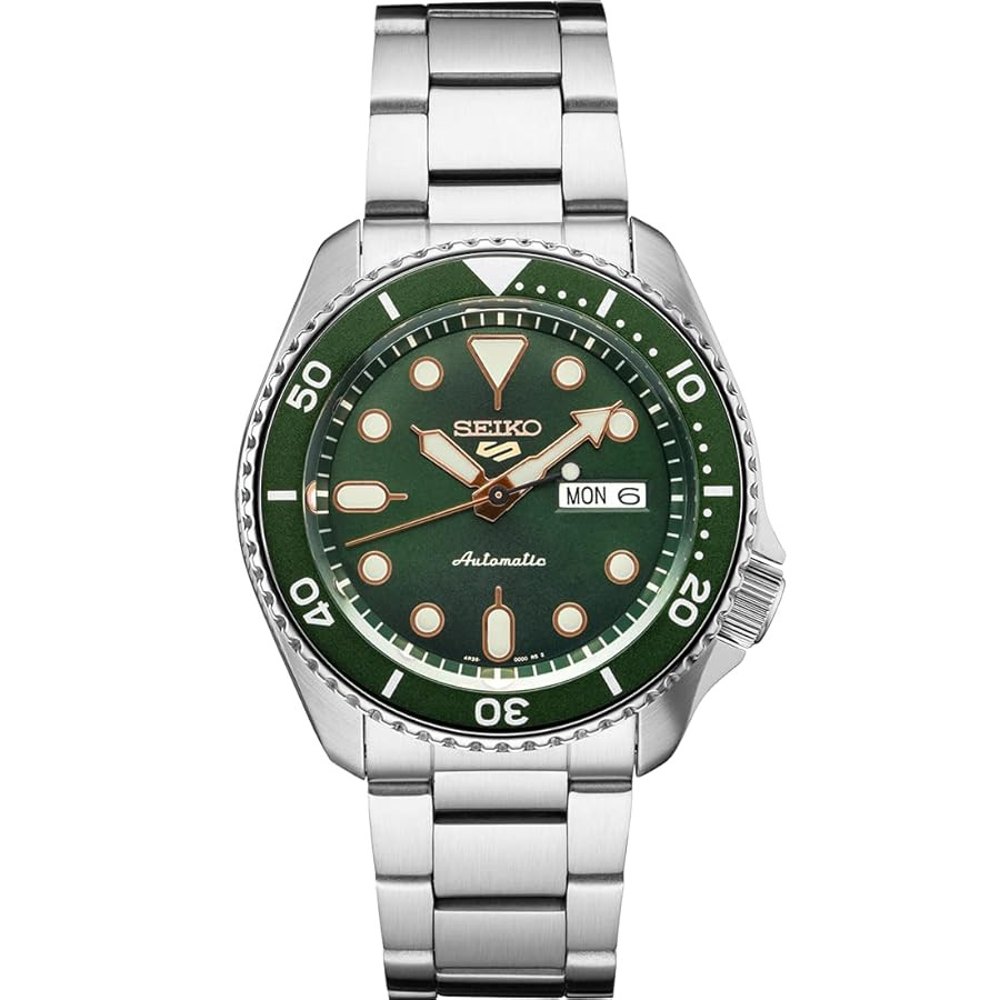 SEIKO Automatic Watch for Men - 5 Sports - Day/Date Calendar, LumiBrite Hands and Markers, and Ro... | Amazon (US)