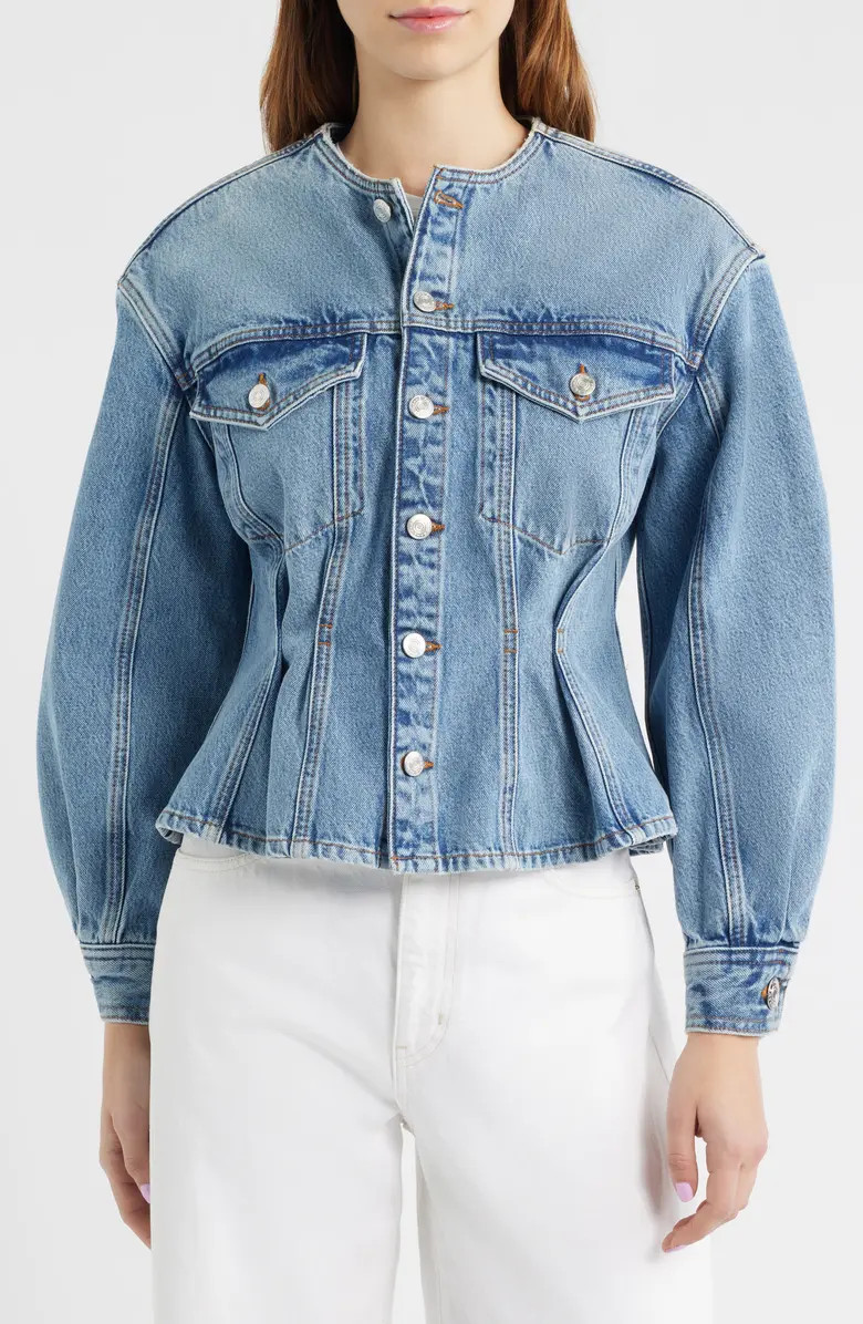 The Nipped Collarless Denim Jacket | Nordstrom