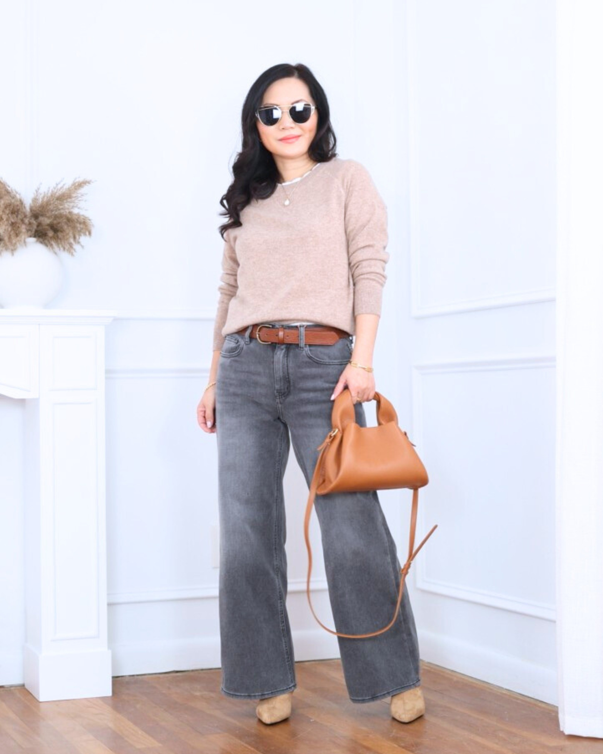 Easy layers I love — a cashmere sweater over a white tee with wide-leg jeans from Quince, finished with H&M booties. Comfortable, relaxed, and effortlessly put together for everyday wear. I’m 5’2, wearing size XS.

#LTKOver40 #LTKootd #LTKPetite