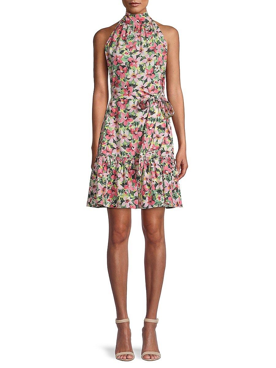 Sam Edelman Women's Halterneck Floral Mini Dress - Pink Multi - Size XS | Saks Fifth Avenue OFF 5TH (Pmt risk)