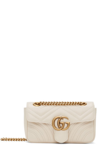 Gucci - White Mini GG Marmont Chain Bag | SSENSE
