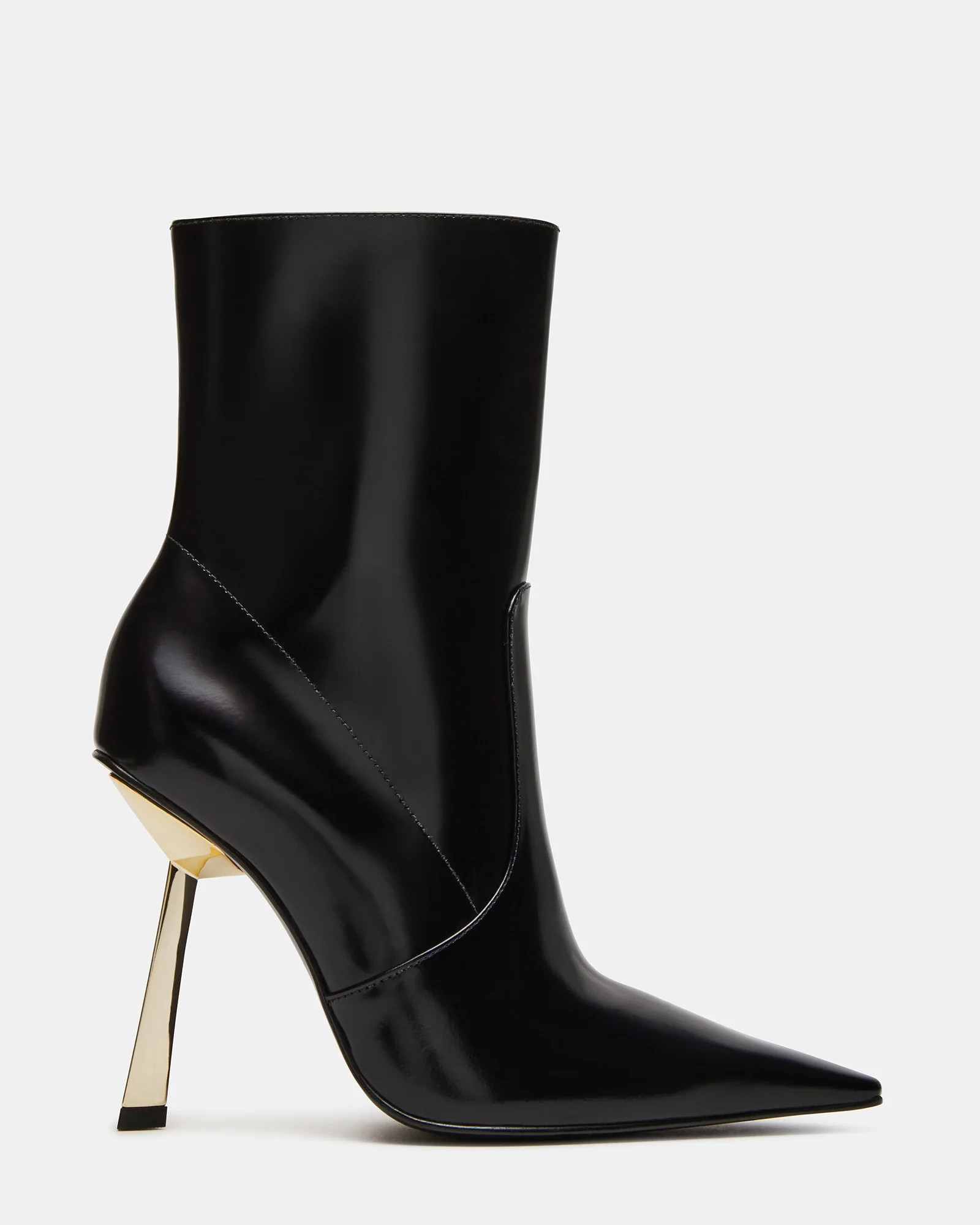 DAMIAN Black Leather Pointed Toe Ankle Boot | Women's Booties | Steve Madden (US)