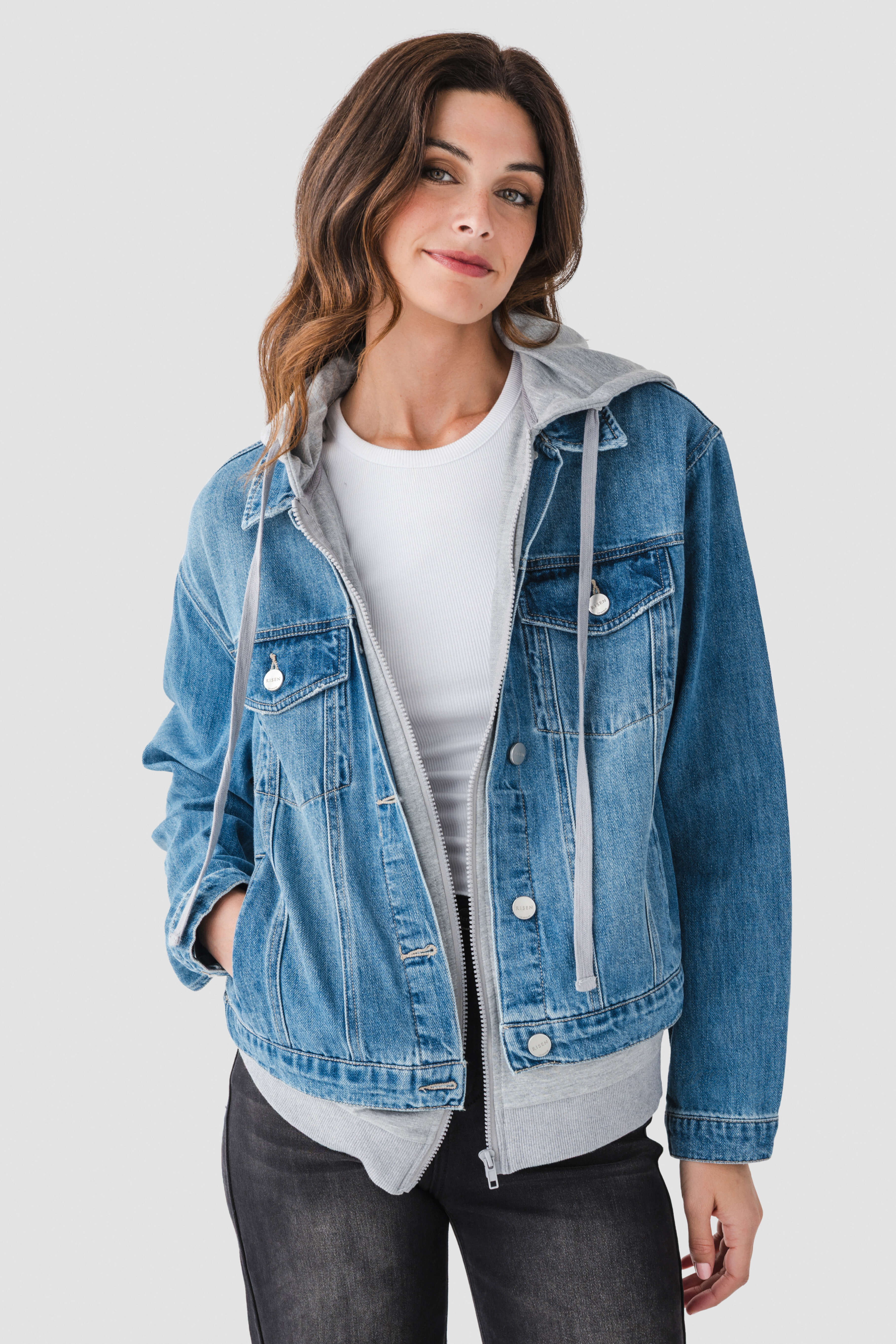 Risen Denim Sweatshirt Jacket | Social Threads