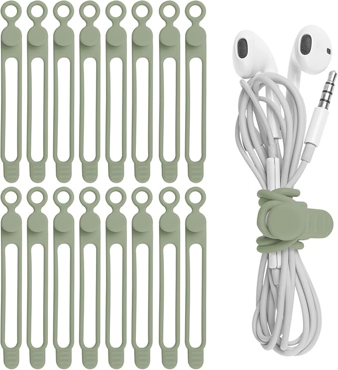 Nearockle 16Pcs Silicone Cable Straps Wire Organizer for Earphone, Phone Charger, Mouse, Audio, C... | Amazon (US)