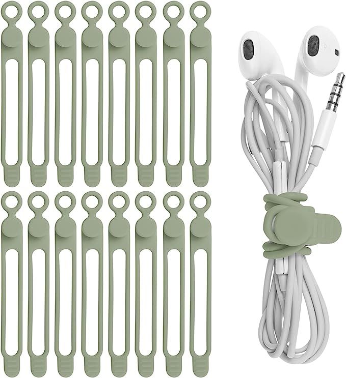 Nearockle 16Pcs Silicone Cable Straps Wire Organizer for Earphone, Phone Charger, Mouse, Audio, C... | Amazon (US)