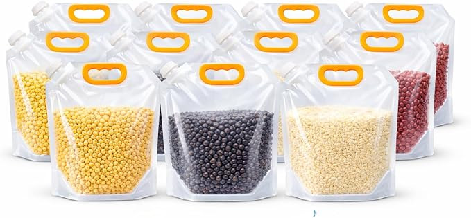 Kit 10 Sacos Herméticos 1500ml com Tampa Dispenser Reutilizáveis, Vedação Segura e Antivazame... | Amazon (BR)
