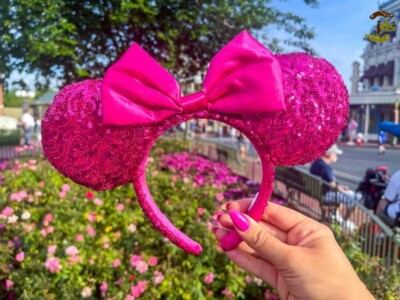 Bow Orchid Disneyland Ears Hot Pink Disney Parks Magenta Headband Sequin  | eBay | eBay US