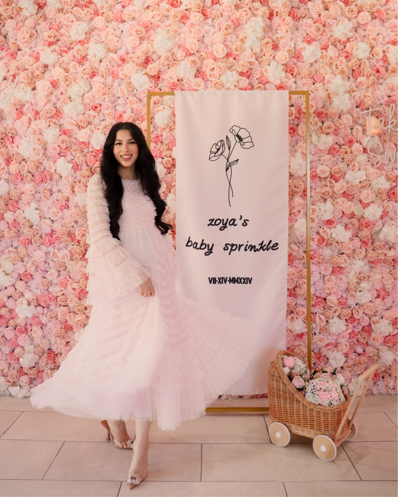 The perfect maxi long baby shower and baby sprinkle dress with all of the ruffles! So obsessed with the pink which is also great for a girl gender reveal party! Also this party was diy central so loving all the pieces chosen for the aesthetic of the venue! 

#LTKStyleTip #LTKParties #LTKBump