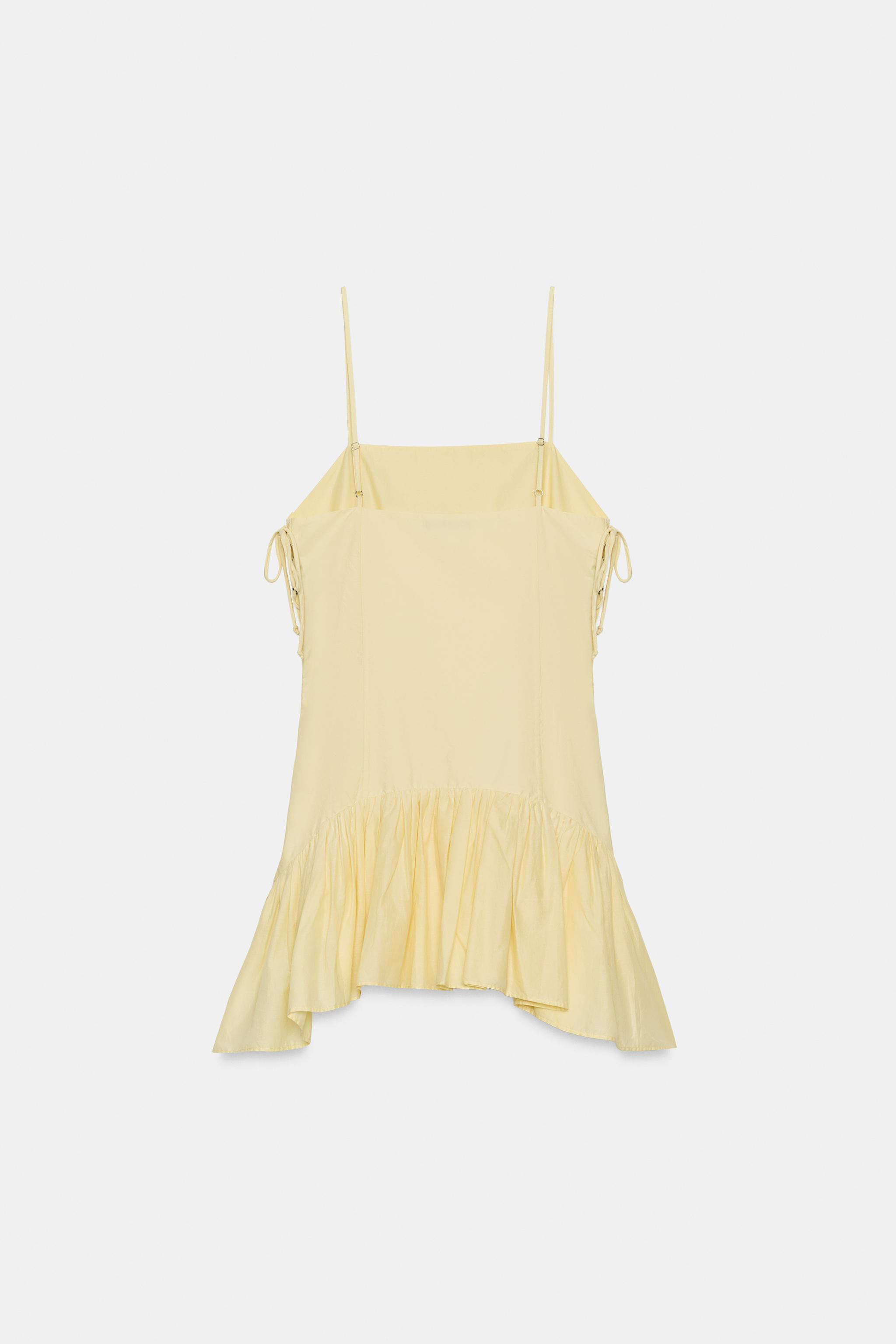 RUFFLED POPLIN DRESS WITH DRAWSTRINGS | Zara US