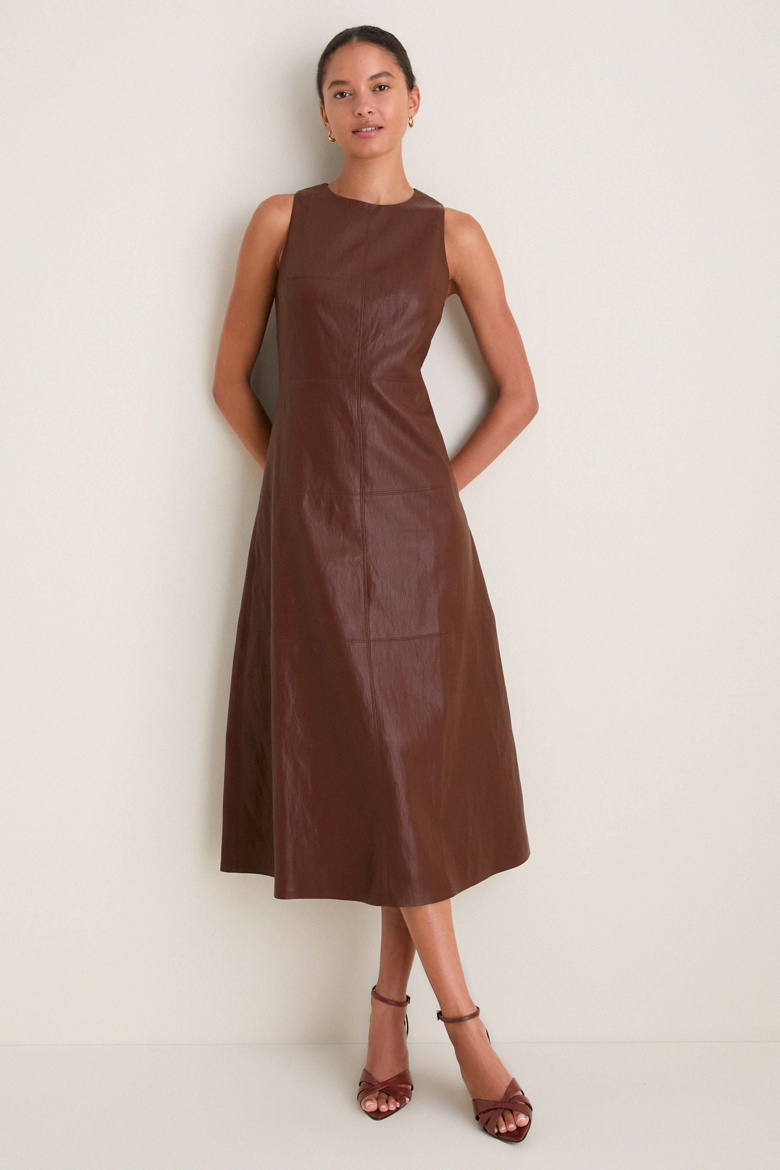 Brown Leather Manon Dress | Tuckernuck (US)