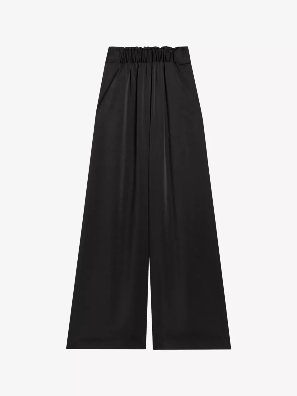 Smocked-waistband wide-leg satin trousers | Selfridges