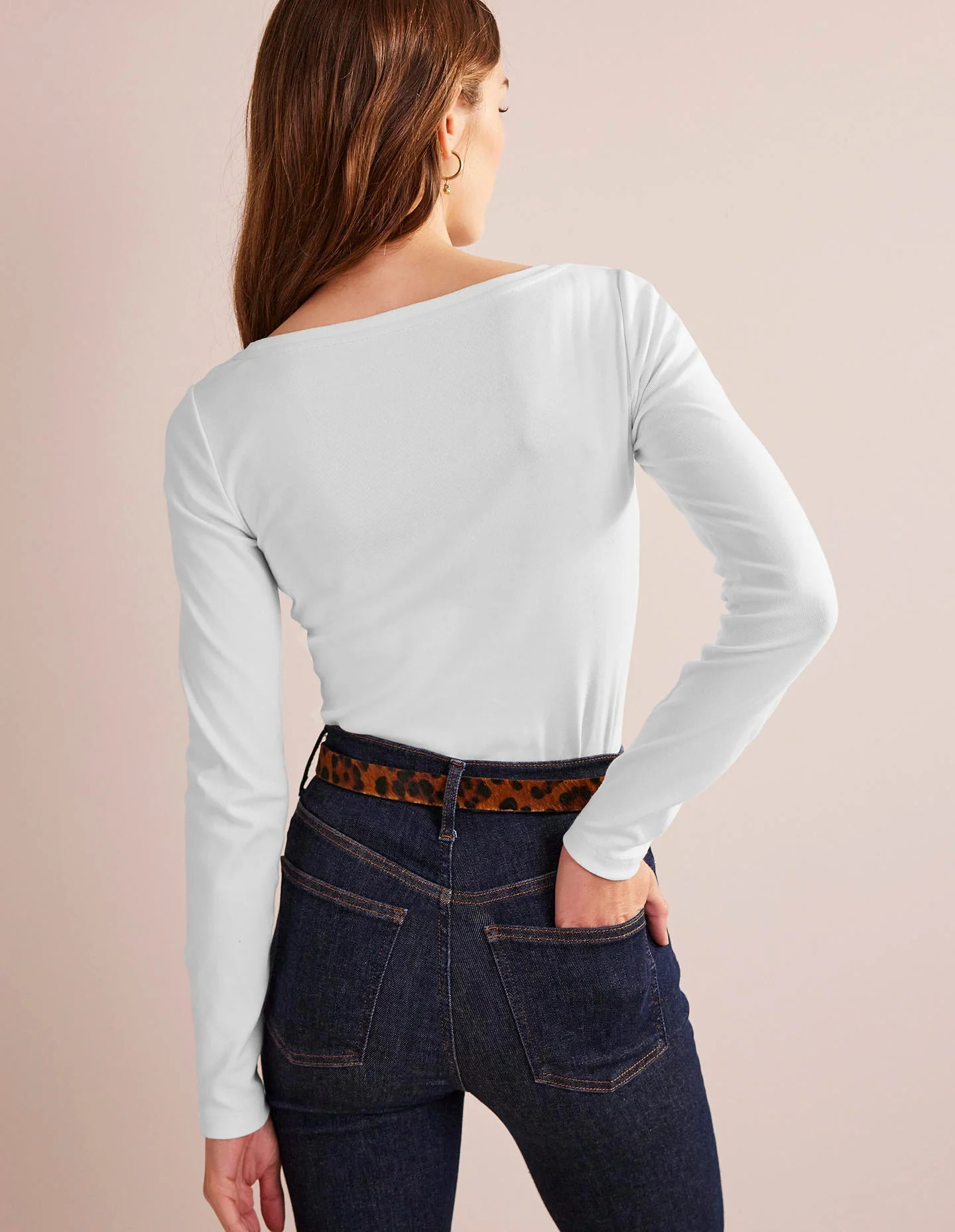Essential Boat-Neck Jersey Top-White | Boden (US)