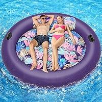 Pool Floats Adult Heavy Duty, OKSUWATER 73" x 73" Inflatable Pool Float with Removable Pillow & G... | Amazon (US)
