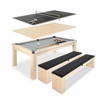 Gosports 7 Ft 3-in-1 Multi Game Pool Table Set with Dining, and Table Tennis Game Includes Storage Bench | Wayfair North America