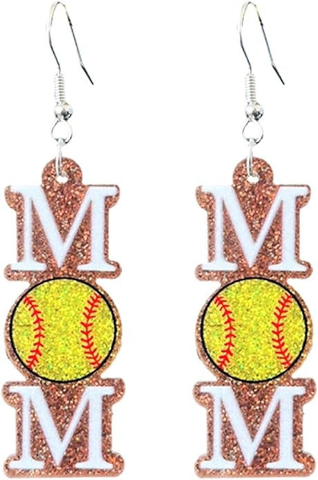 Mom Sports Themed Earrings Baseball Softball Basketball Dangle Drop Earrings Mother's Day Gift fo... | Amazon (US)