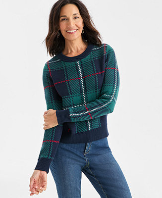 Style & Co Women's Plaid Crewneck Pullover Sweater, Macy's Exclusive - Macy's | Macy's