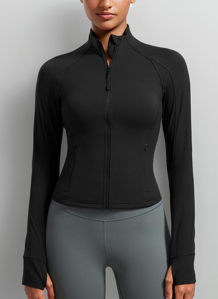CRZ YOGA Women's Butterluxe Full Zip Running Jacket Pockets Outdoor Sports Cropped Jackets Gym Lo... | Amazon (UK)