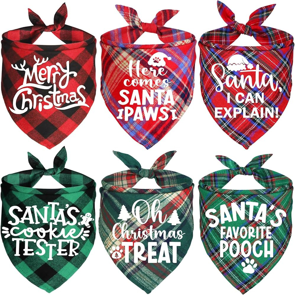 6 Pack Christmas Dog Bandanas, Multi Sizes Dog Puppy Christmas Bandana Scarf Costume for Small Me... | Amazon (US)