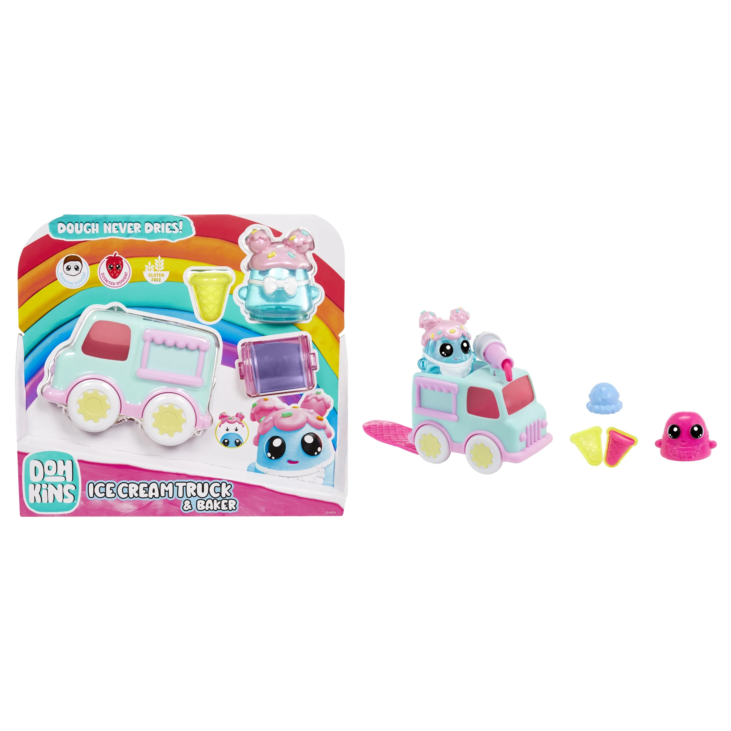 DohKins Ice Cream Truck & Baker - Scented Dough that Never Dries, Ages 2+ | Walmart (US)