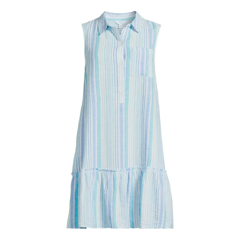Time and Tru Women's and Women's Plus Sleeveless Shirt Dress, Sizes XS-4X | Walmart (US)