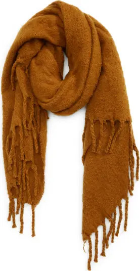 Madewell Textured Solid Contrast Fringe Scarf | Nordstrom | Nordstrom