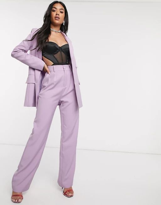 4th + Reckless wide leg suit trousers in lilac | ASOS (Global)