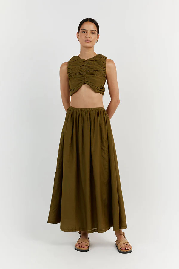 FRANKIE OLIVE MIDI SKIRT | DISSH