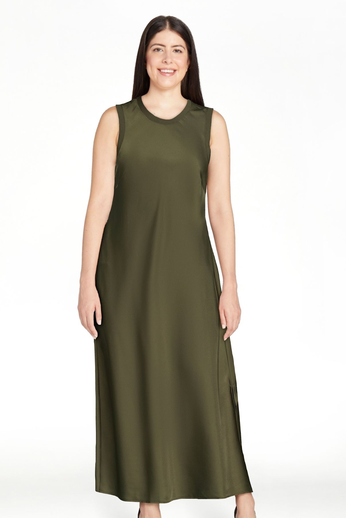 Scoop Women's Sleeveless Satin Midi Tank Dress, Sizes XS-XXL | Walmart (US)