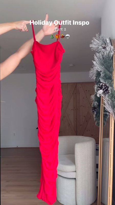 Holiday outfit idea. Lots of questions about this red ruched midi dress and shoes over the stories. They’re from @misslolaofficial and “IRIS” takes 💸off. This type of dress is so flattering in all body types. The clear heels are perfect for any holiday outfits. Outfit will be super cute for a date night outfit idea or holiday party 🎄💃


#LTKVideo #LTKCyberWeek #LTKHoliday