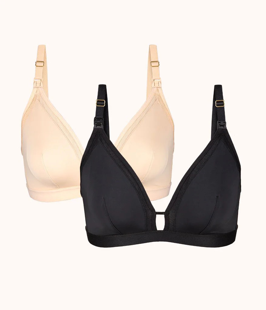 The Busty Maternity Bralette Bundle: Jet Black/Toasted Almond | LIVELY