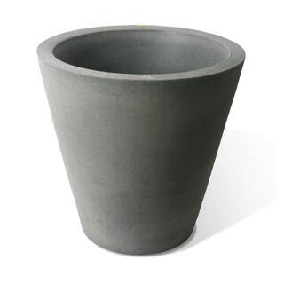 26 in. H x 26 in. Taupestone Coarse Ribbed Texture Olympus Polyethylene Self-Watering Planter | The Home Depot