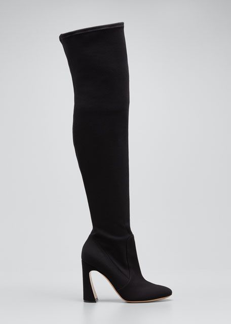 Gianvito Rossi Stretch Twill 100mm Over-The-Knee Boots | Bergdorf Goodman