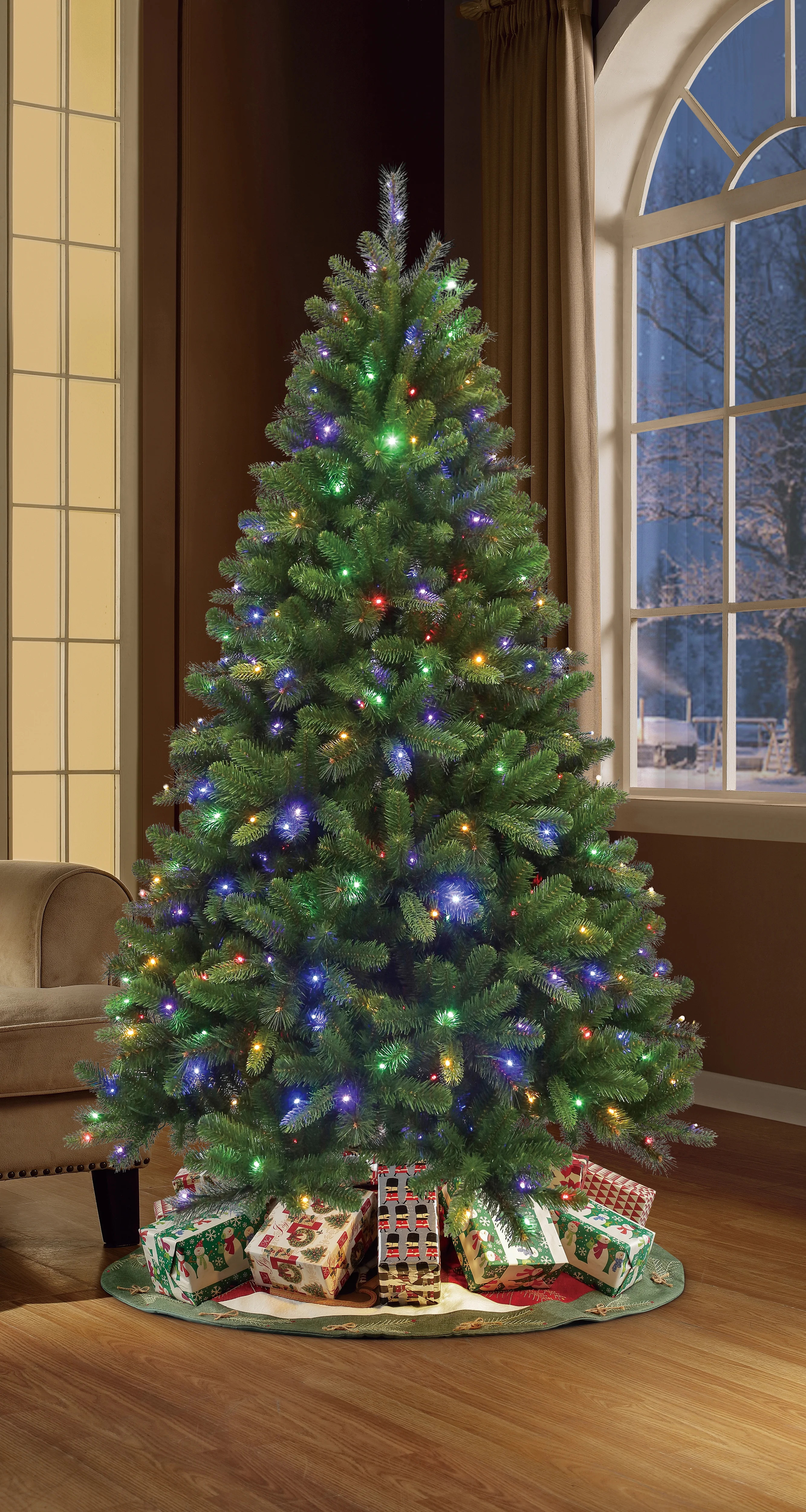Pre-Lit 400 Color Changing LED Lights Valley Spruce Artificial Christmas Tree, 7 ft, by Holiday T... | Walmart (US)