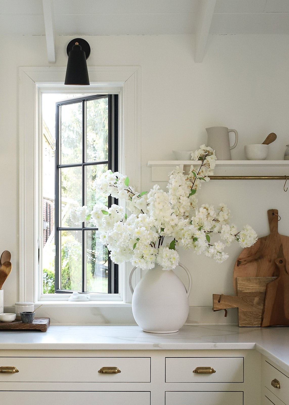 Artificial Spring Cherry Blossoms in Cream - 40" | Afloral (US)