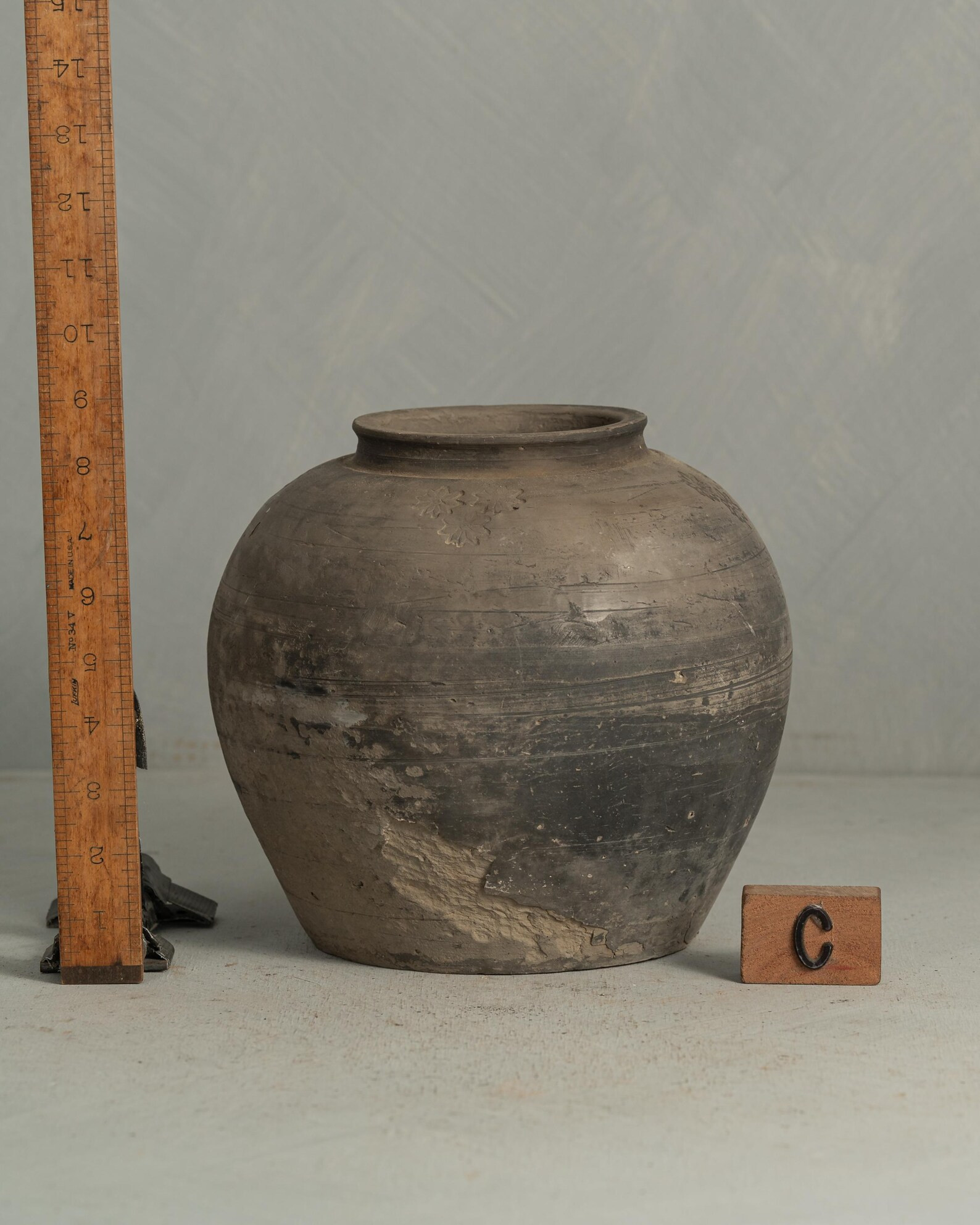 Rustic Vase Vintage Clay Pottery in Black and Grey With No Handles (free Shipping) - Etsy | Etsy (US)