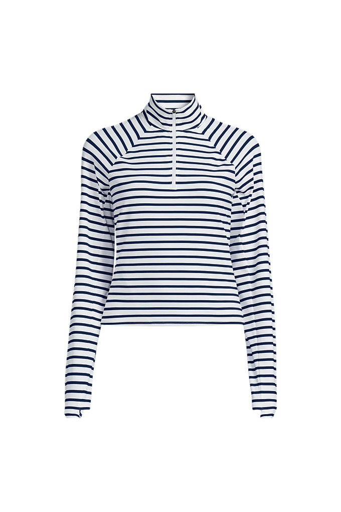 Women's Petite SunShade UPF 50 Quarter Zip Rash Guard - Lands' End - White - XS | Lands' End (US)