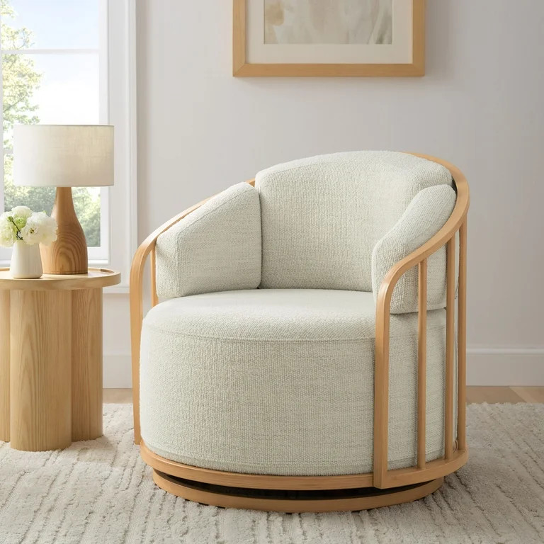 Better Homes & Gardens Lillian Swivel Birdcage Chair, Cream Boucle | Walmart (US)